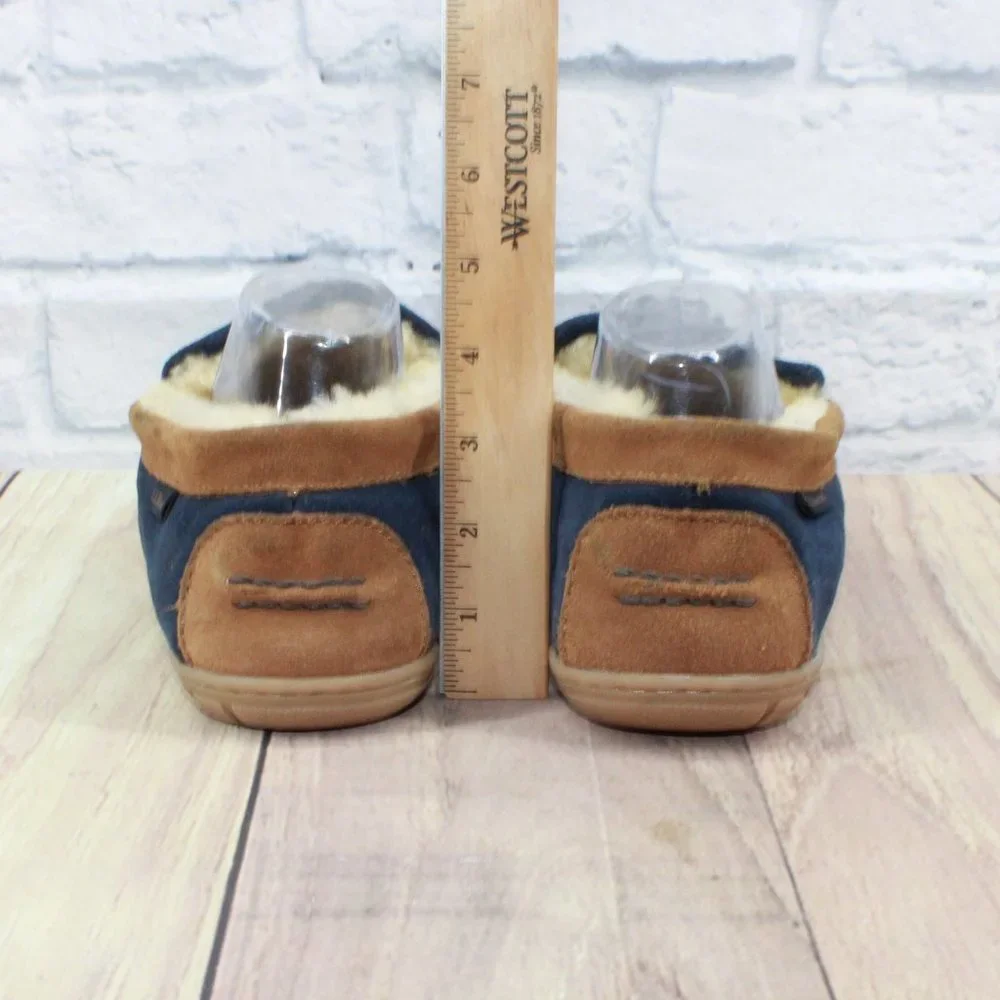 LL BEAN Blue Suede Wicked Good Shearling Lined Slippers Venetian 11 M - Picture 8 of 9